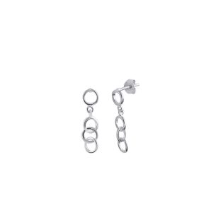 Small circle chain silver drop earrings