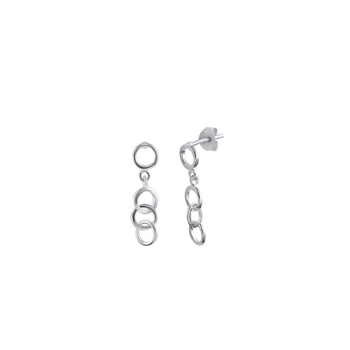 Small circle chain silver drop earrings