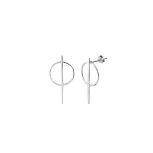 Silver minimalist circle and straight earrings