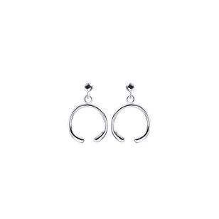 Open circle silver earrings