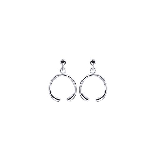 Open circle silver earrings