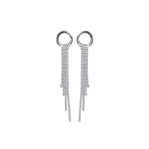 Silver circle drop/dangle earrings with chains