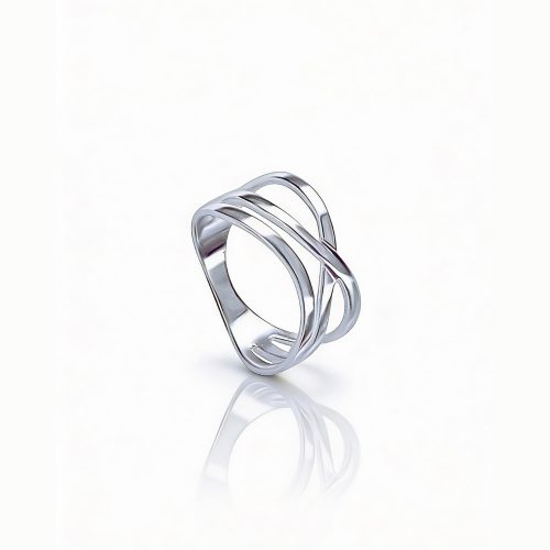 Minimalist silver X ring