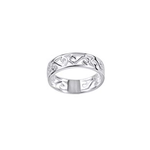 Circular vine pattern openwork silver ring