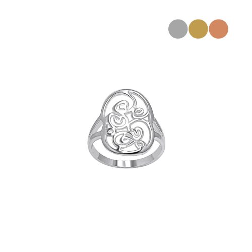 Vine pattern statement silver ring