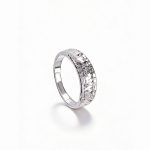 Hammered-style concave silver ring