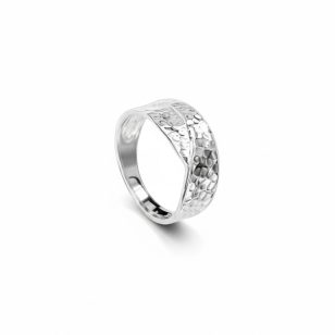 Silver hammered-style ring