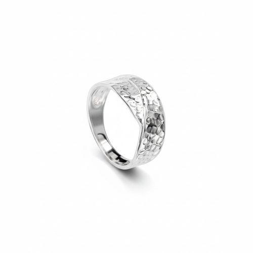 Silver hammered-style ring
