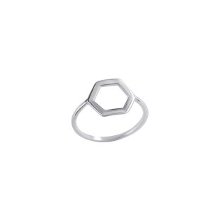 Silver hexagon ring
