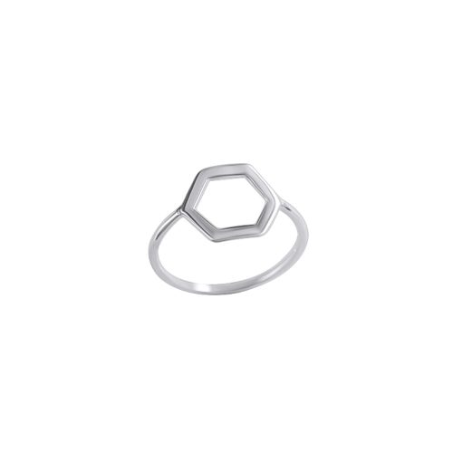 Silver hexagon ring