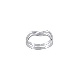 Minimalist silver ring with double wave design