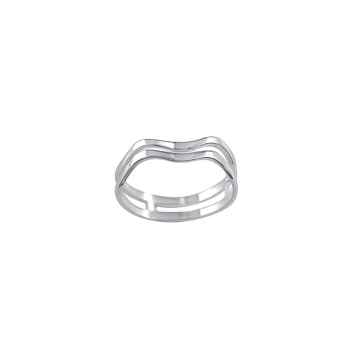 Minimalist silver ring with double wave design
