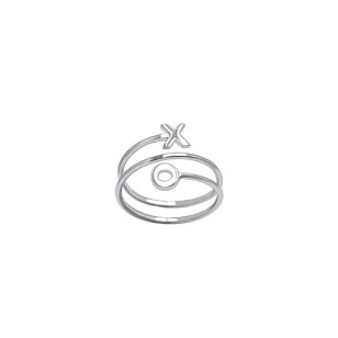 Silver spiral ring X and O 