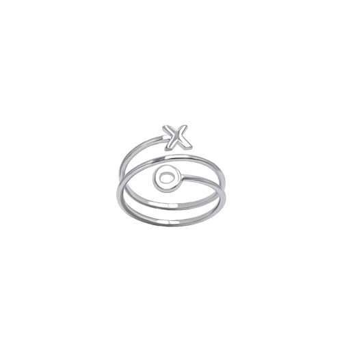 Silver spiral ring X and O 