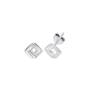 Double square silver earrings