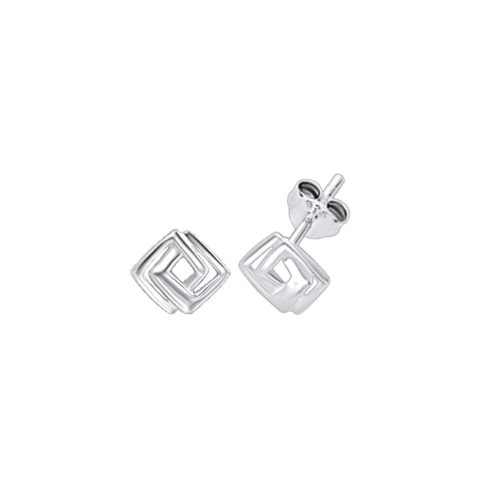 Double square silver earrings