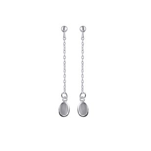Drop / Dangle silver chain earrings with oval pendant