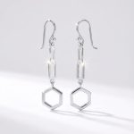 Silver hexagonal drop/dangle earrings