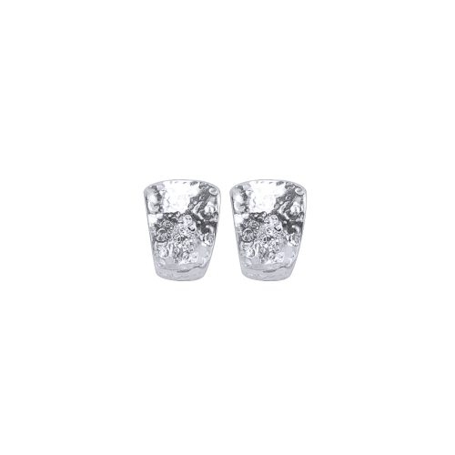 Hammered-style silver trapezoid earrings