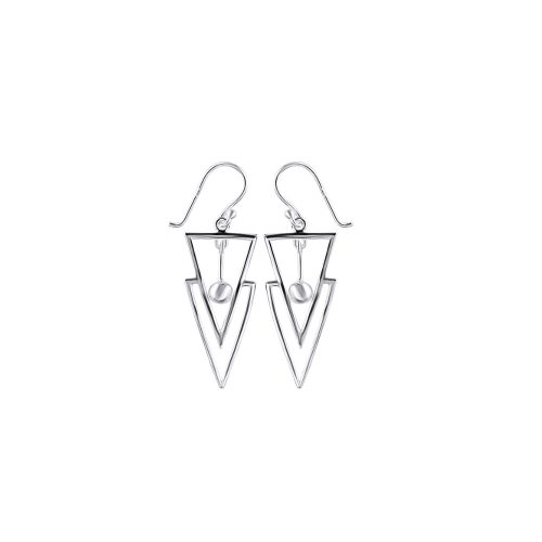 Dangle double triangle silver earrings
