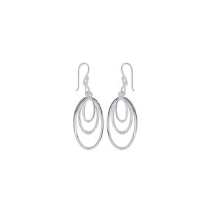 Dangle oval circle silver earrings