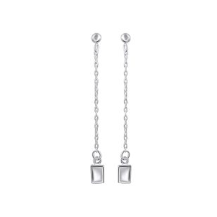 Silver drop / dangle earrings with square pendants