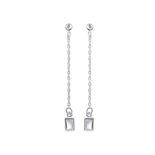 Silver drop / dangle earrings with square pendants