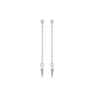 Silver chain earrings with cone ends