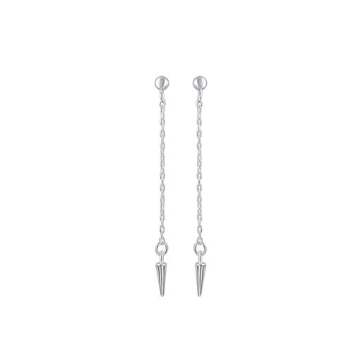 Silver chain earrings with cone ends