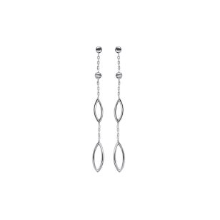 Silver long drop / dangle earrings