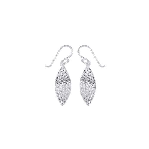 Hammered-style silver drop earrings