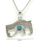 Horus Eye Antiqued Silver Pendant with Turquoise