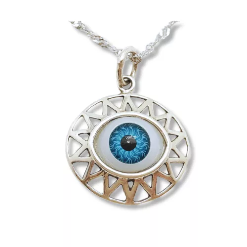Horus Eye Oval Silver Pendant