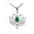 Silver Lotus Pendant with Green Stone