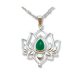 Silver Lotus Pendant with Green Stone