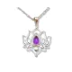 Silver lotus pendant with purple amethyst stone