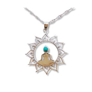 Silver Buddha pendant with turquoise stone