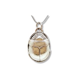 Scarab beetle silver pendant