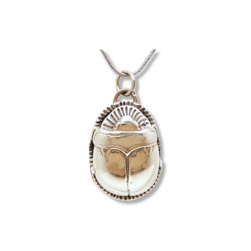 Scarab beetle silver pendant