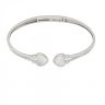 Silver open bangle with mother-of-pearl heart