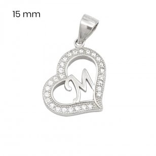 Silver pendant with the letter M