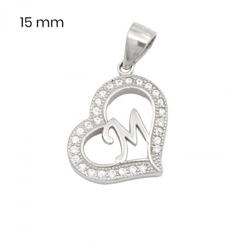Silver pendant with the letter M