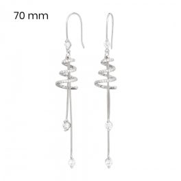 Silver drop / dangle earrings with twisted spiral
