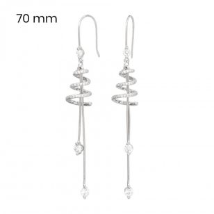 Silver drop / dangle earrings with twisted spiral