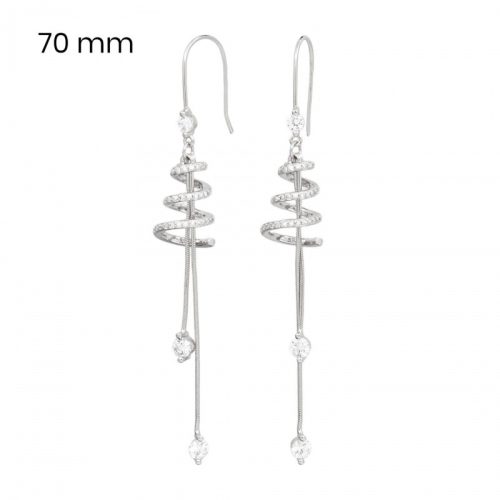 Silver drop / dangle earrings with twisted spiral