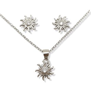 Shining Sun Silver earrings and Pendant Set