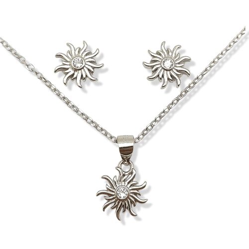 Shining Sun Silver earrings and Pendant Set