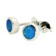 Silver stud earrings with blue fire opal