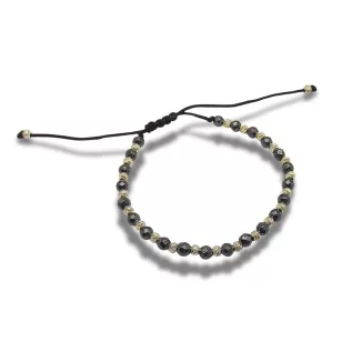 Unisex braided bracelet with silver and hematite beads