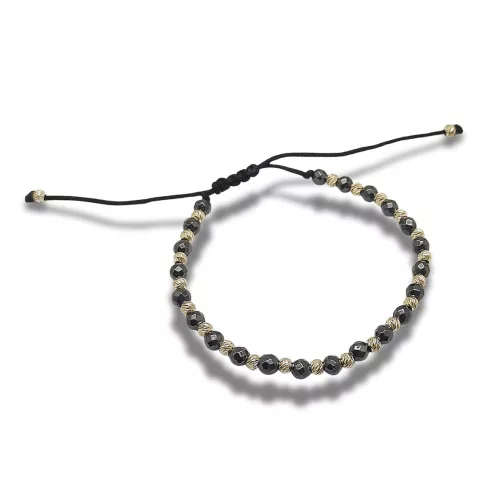 Unisex braided bracelet with silver and hematite beads